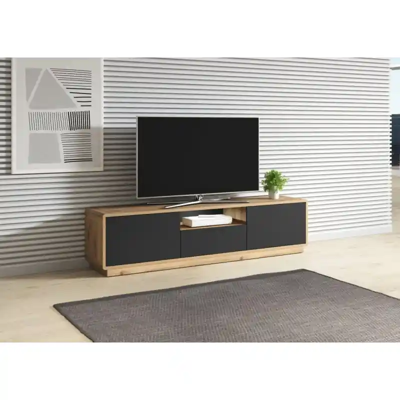 Televizní stolek NIKET 180 cm - Dub taurus / černý Must-Have