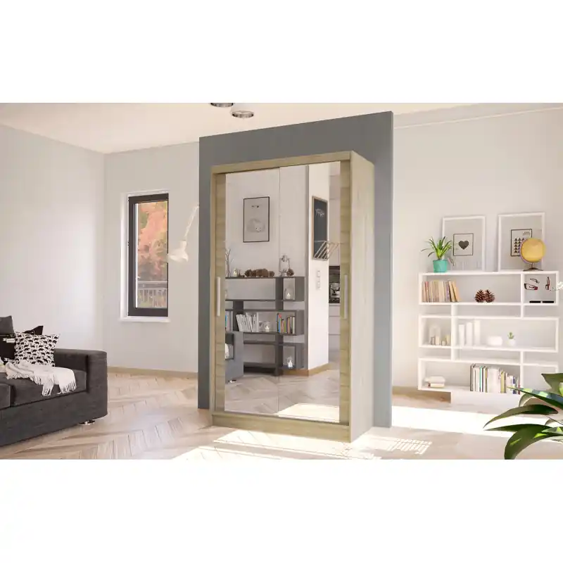 Koupit Online Moderní šatní skříň BRUNO 7 - šířka 100 cm, dub sonoma