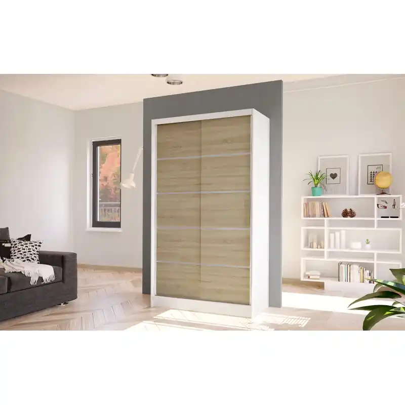 Vrácení Zdarma Elegantní šatní skříň ARINI 4 - šířka 100 cm, bílá / dub sonoma