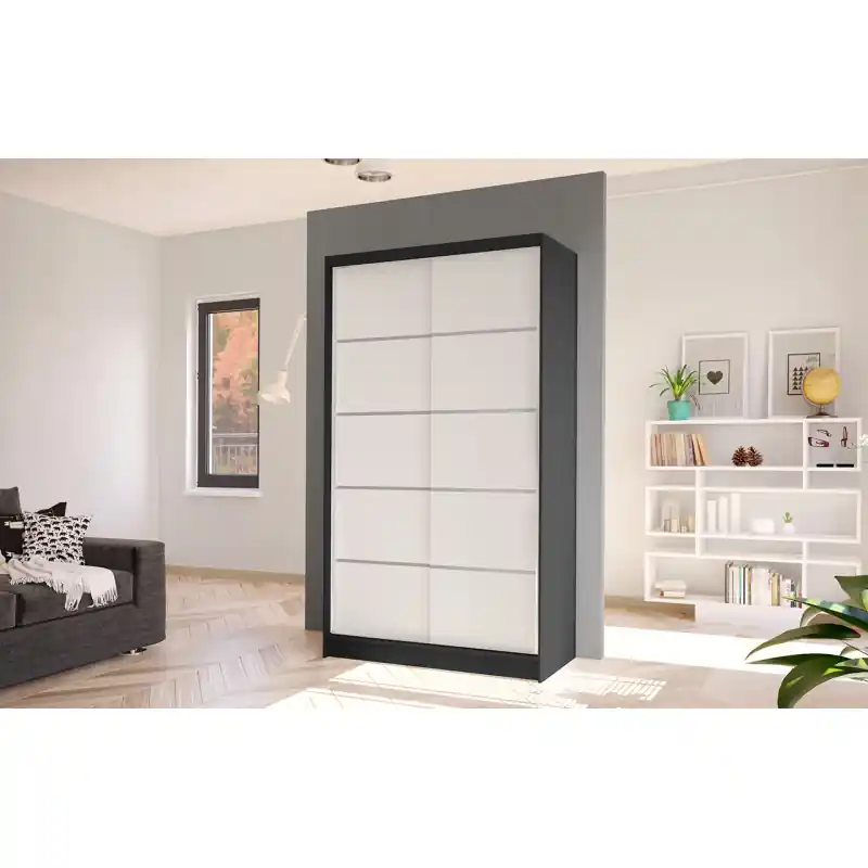 Elegantní šatní skříň ARINI 4 - šířka 100 cm, bílá / černá Cenový Hit