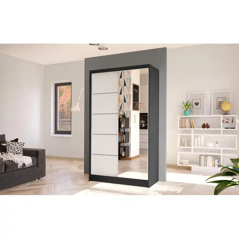 Víkendová Akce Elegantní šatní skříň ARINI 3 - šířka 100 cm, černá / bílá