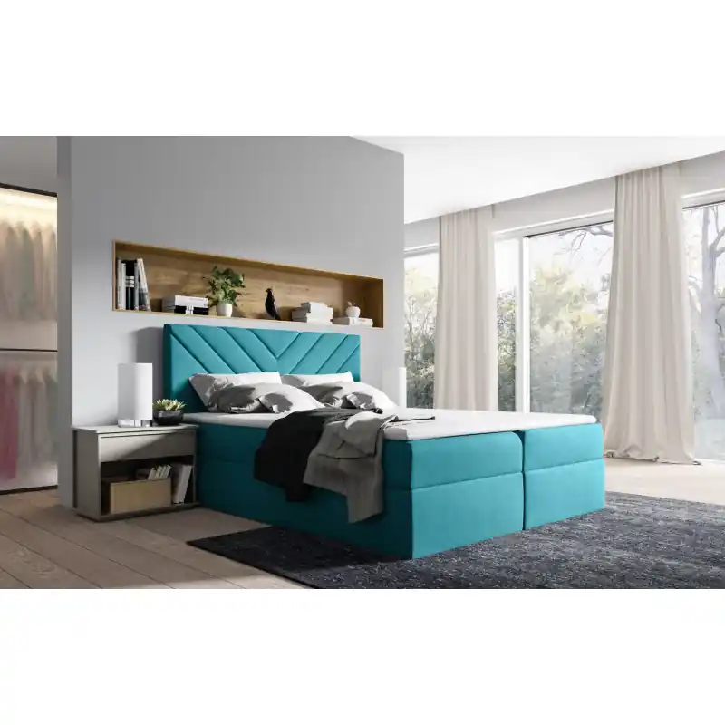 Tovární Cena Kontinentální postel IVANA 6 - 180x200, modrá + topper ZDARMA
