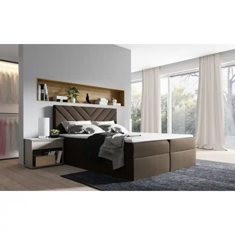 Časově Omezené Kontinentální postel IVANA 6 - 180x200, hnědá + topper ZDARMA