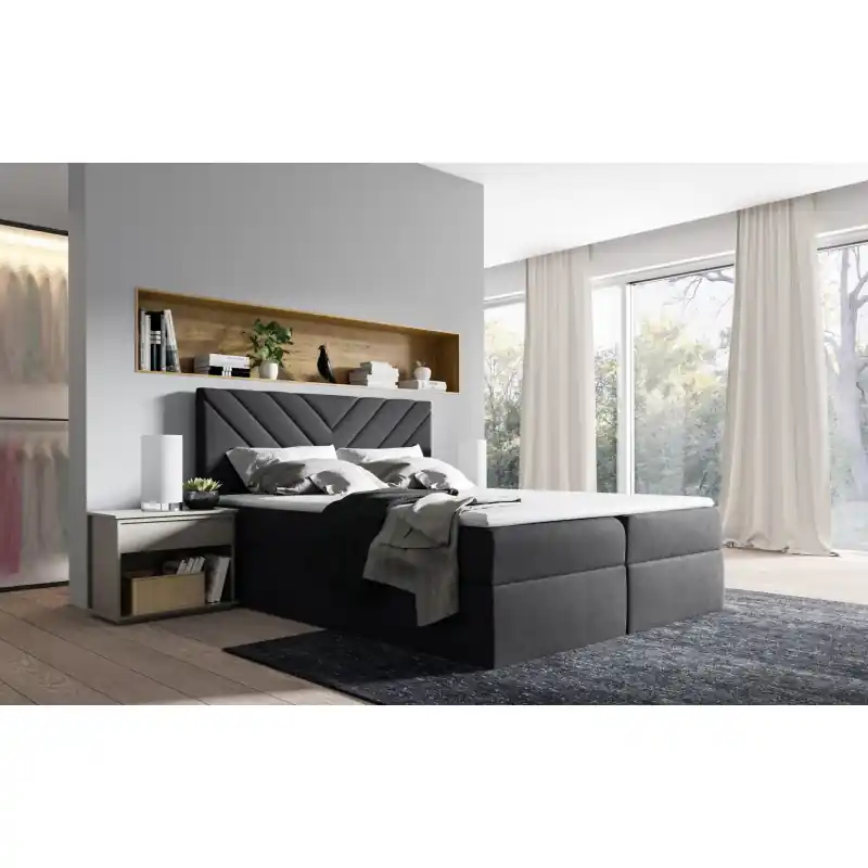 Super Cena Kontinentální postel IVANA 6 - 160x200, černá + topper ZDARMA