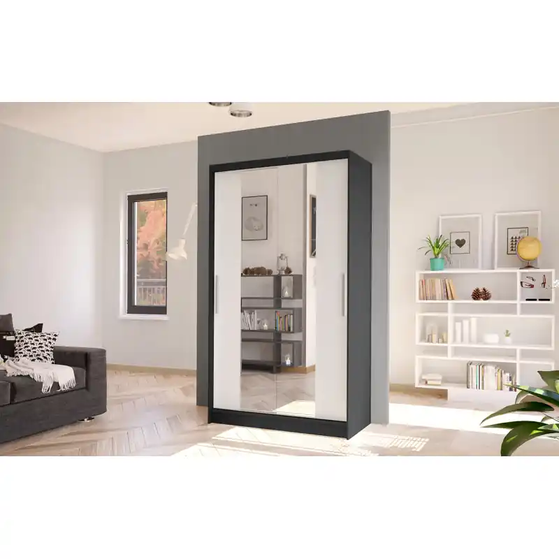 Expresní Doručení Moderní šatní skříň BRUNO 2 - šířka 100 cm, černá / bílá