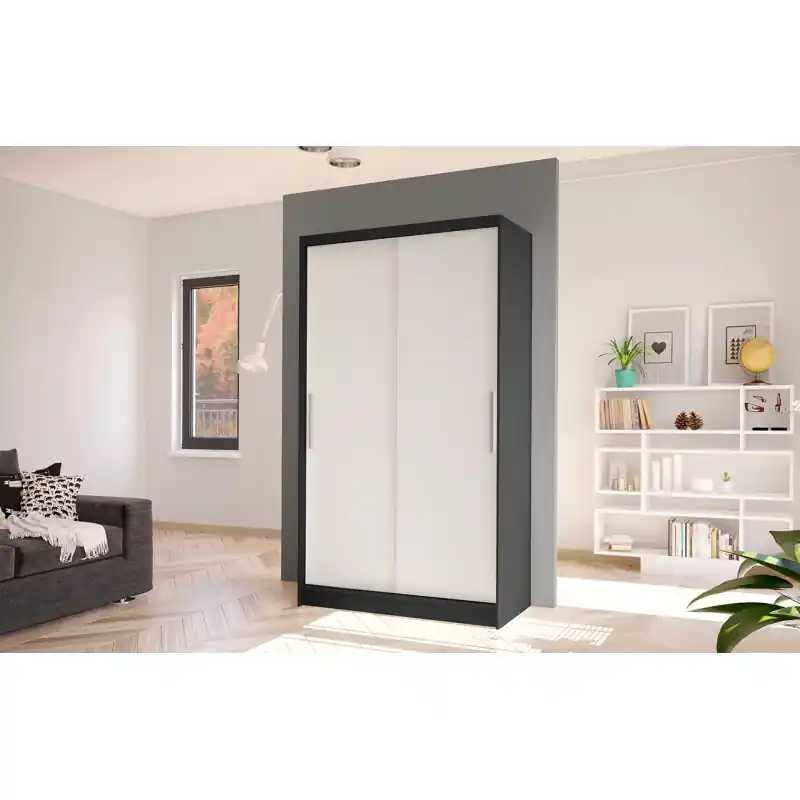 Vysoce Kvalitní Moderní šatní skříň BRUNO 1 - šířka 100 cm, černá / bílá