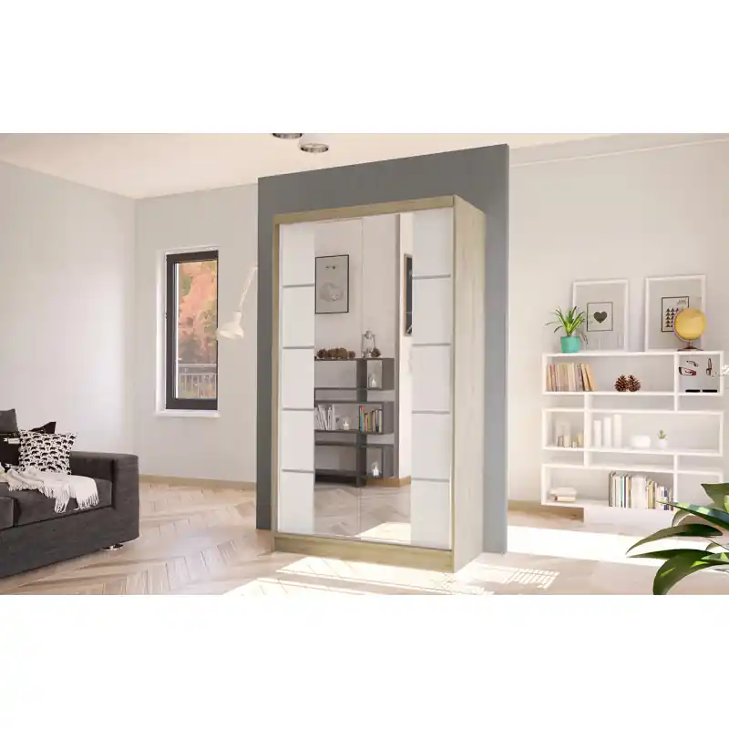 Elegantní šatní skříň ARINI 5 - šířka 100 cm, dub sonoma / bílá Nejprodávanější