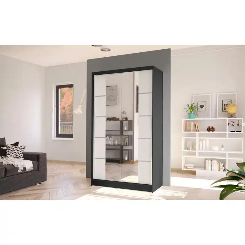 Elegantní šatní skříň ARINI 5 - šířka 100 cm, černá / bílá Oblíbený