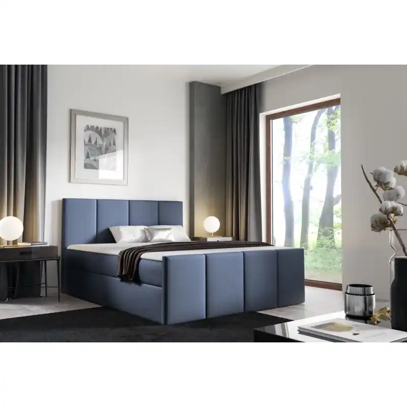 Speciální Cena Postel s matrací a roštem LOLA - 140x200, šedomodrá 4 + topper ZDARMA