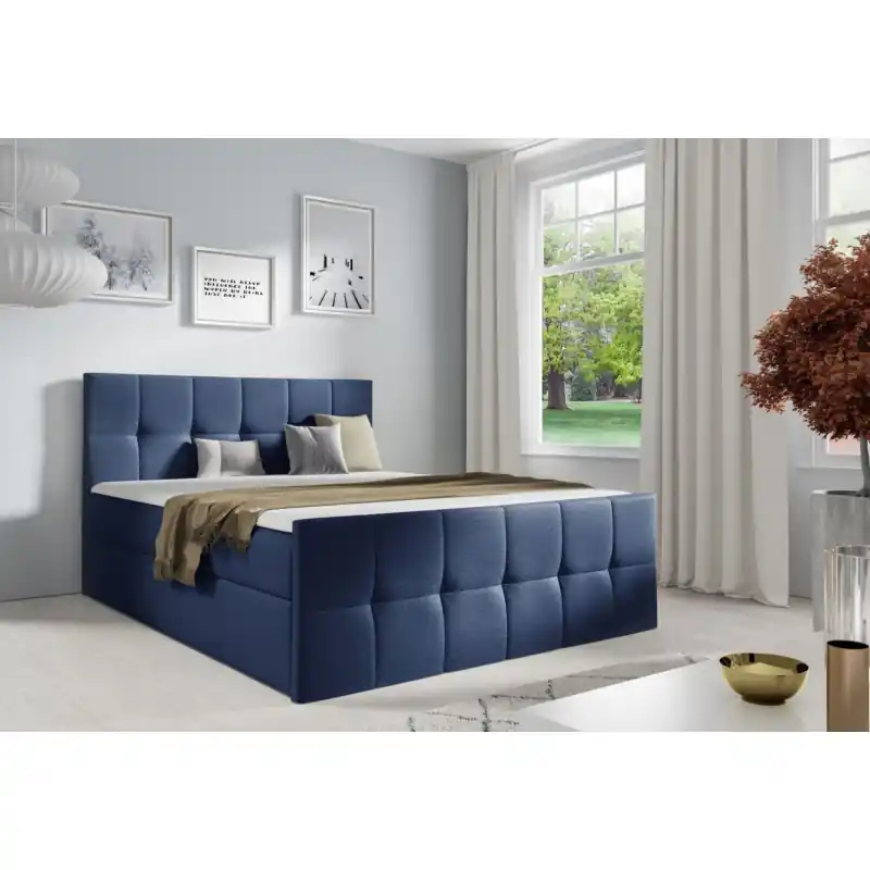 Vysoce Kvalitní Manželská postel CHLOE - 140x200, modrá 3 + topper ZDARMA