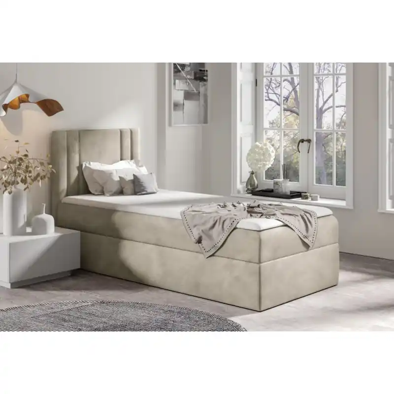 Doprava Zdarma Boxspringová postel CELESTA MINI - 100x200, béžová + topper ZDARMA
