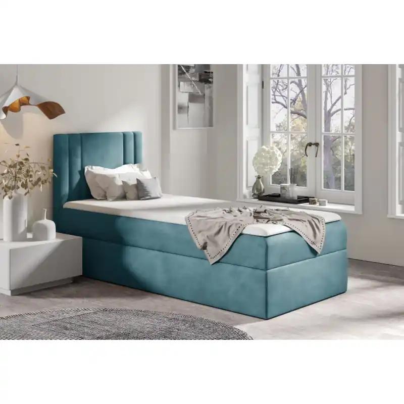 Boxspringová postel CELESTA MINI - 90x200, modrá + topper ZDARMA Must-Have