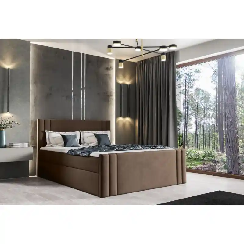 Akce Boxspringová postel CELESTA - 140x200, hnědá + topper ZDARMA