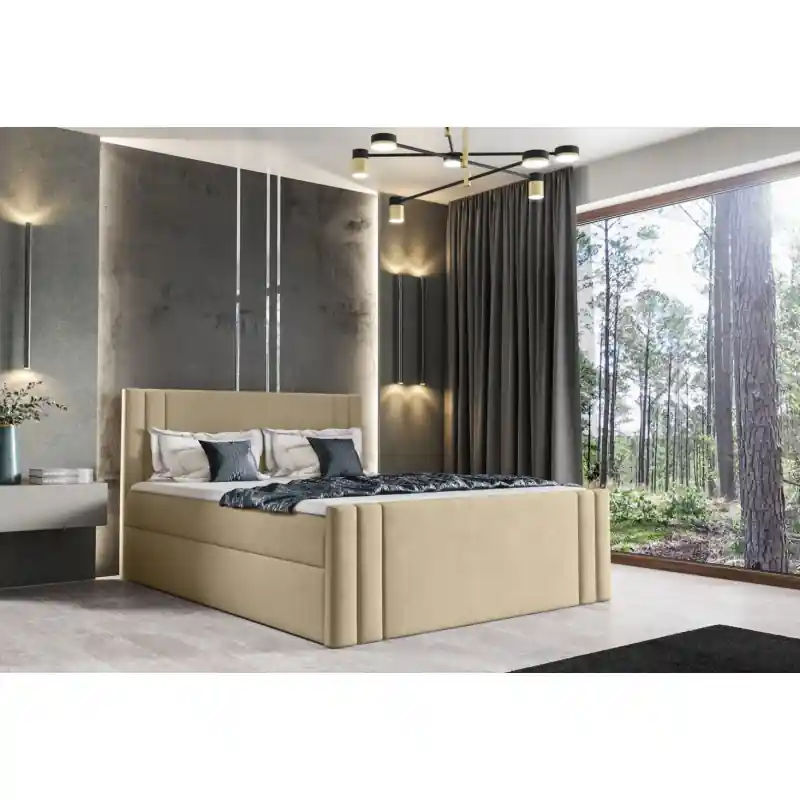 Boxspringová postel CELESTA - 140x200, béžová + topper ZDARMA Super Cena