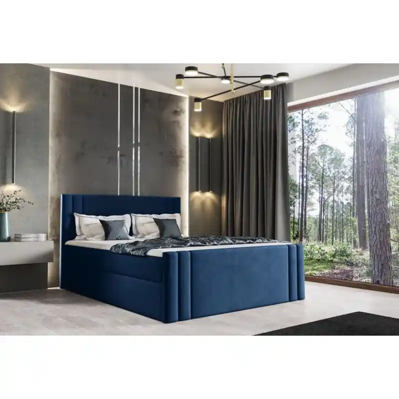 Boxspringová postel CELESTA - 140x200, modrá + topper ZDARMA Akční Cena