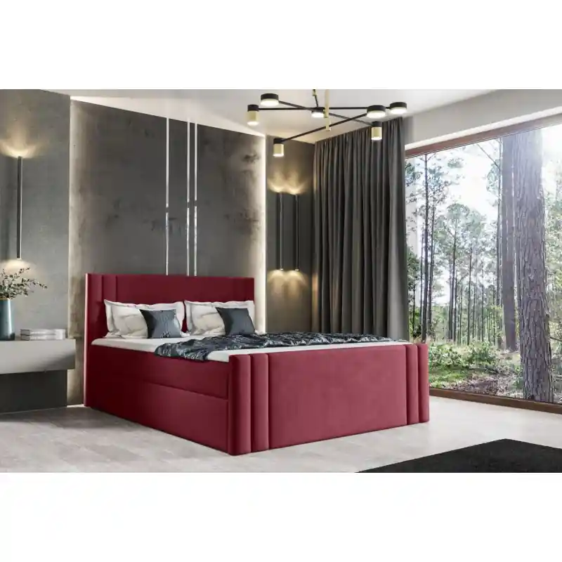 Akce Boxspringová postel CELESTA - 120x200, červená + topper ZDARMA