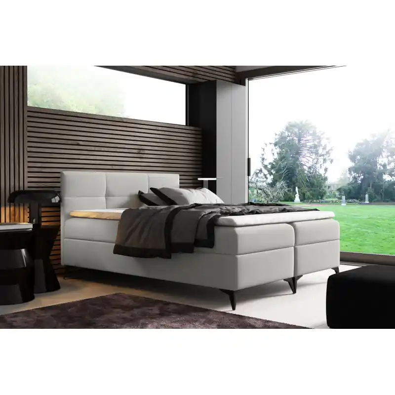 Akční Cena Elegantní postel FLOKI - 140x200, bílá + topper ZDARMA