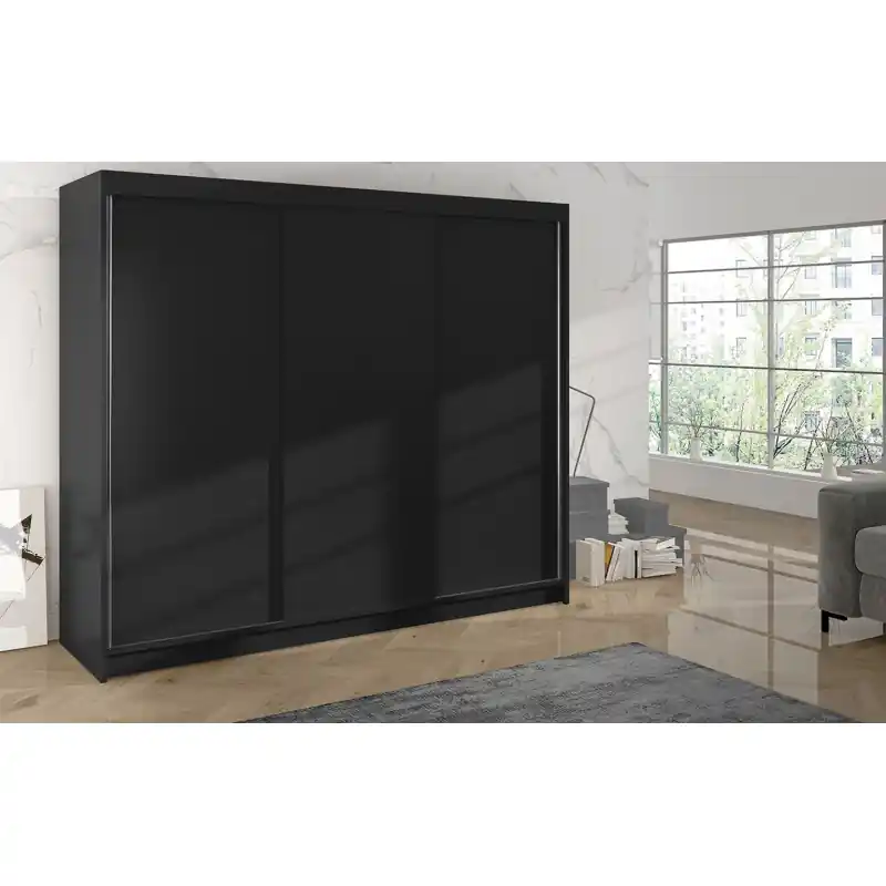 Šatní skříň DANIELLA 2 - šířka 200 cm, černá Must-Have