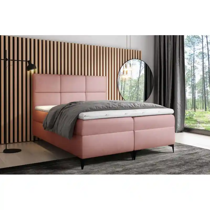 Super Cena Designová postel FIZA - 200x200, růžová + topper ZDARMA