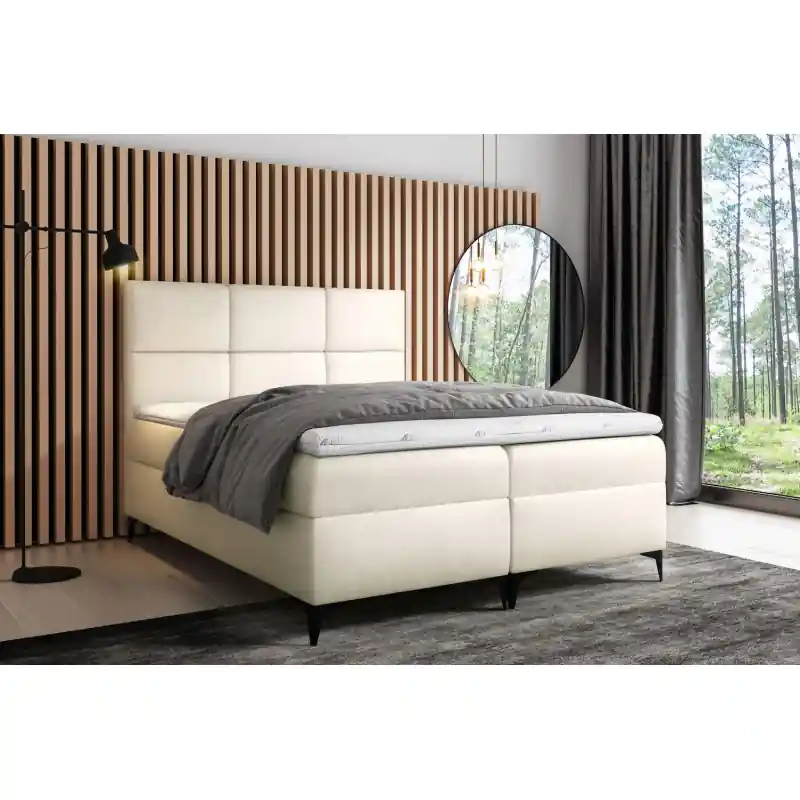 Autentický Designová postel FIZA - 180x200, krémová + topper ZDARMA