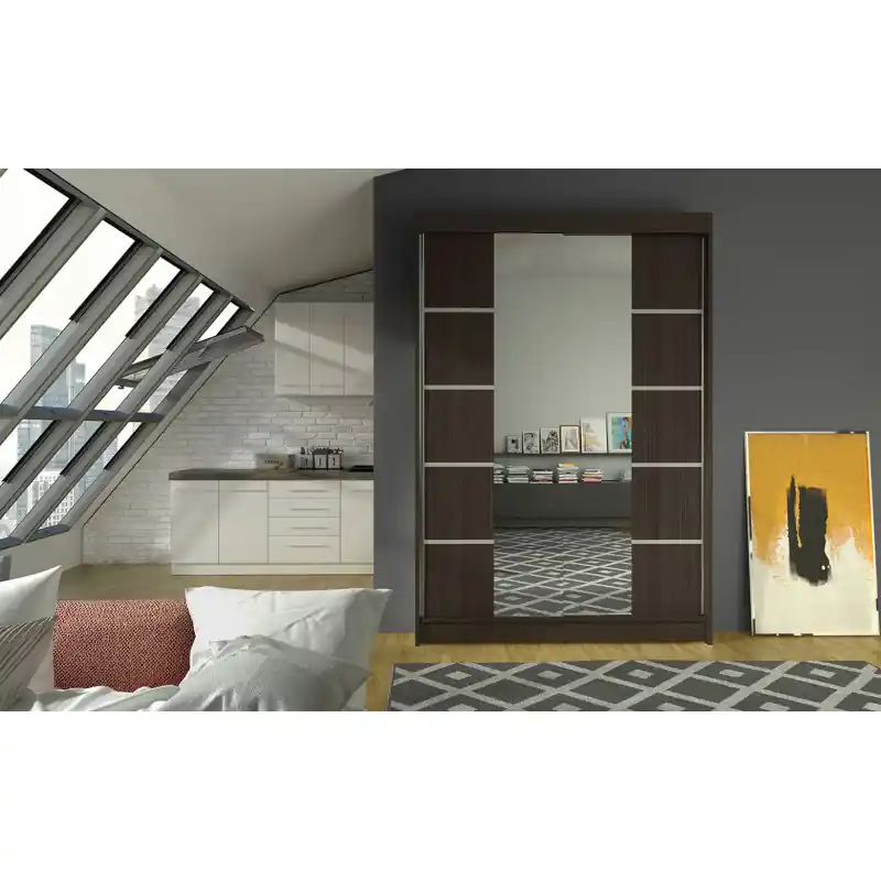 Cenově Výhodný Moderní šatní skříň LINH 5 - šířka 120 cm, čoko