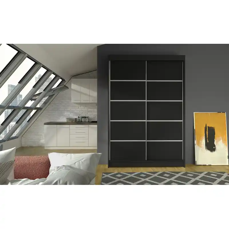 Moderní šatní skříň LINH 4 - šířka 120 cm, černá Top Prodej