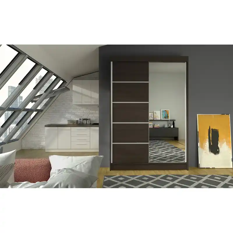 Vrácení Zdarma Moderní šatní skříň LINH 3 - šířka 120 cm, čoko