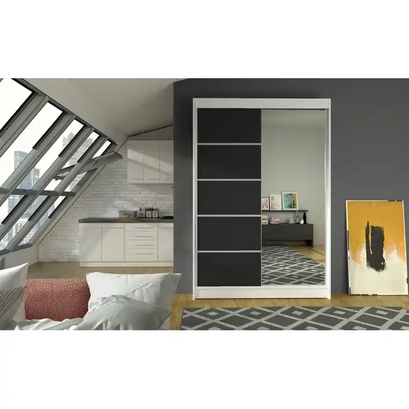 Pouze Dnes Moderní šatní skříň LINH 3 - šířka 120 cm, bílá / černá