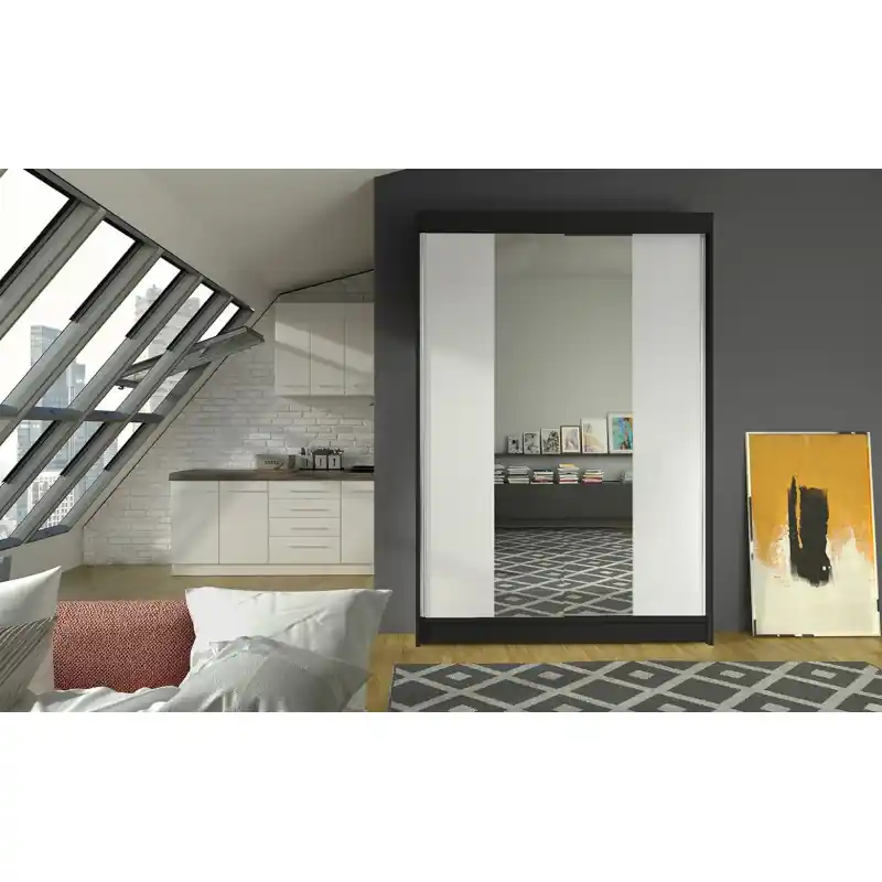 Top Prodej Moderní šatní skříň LINH 2 - šířka 120 cm, černá / bílá