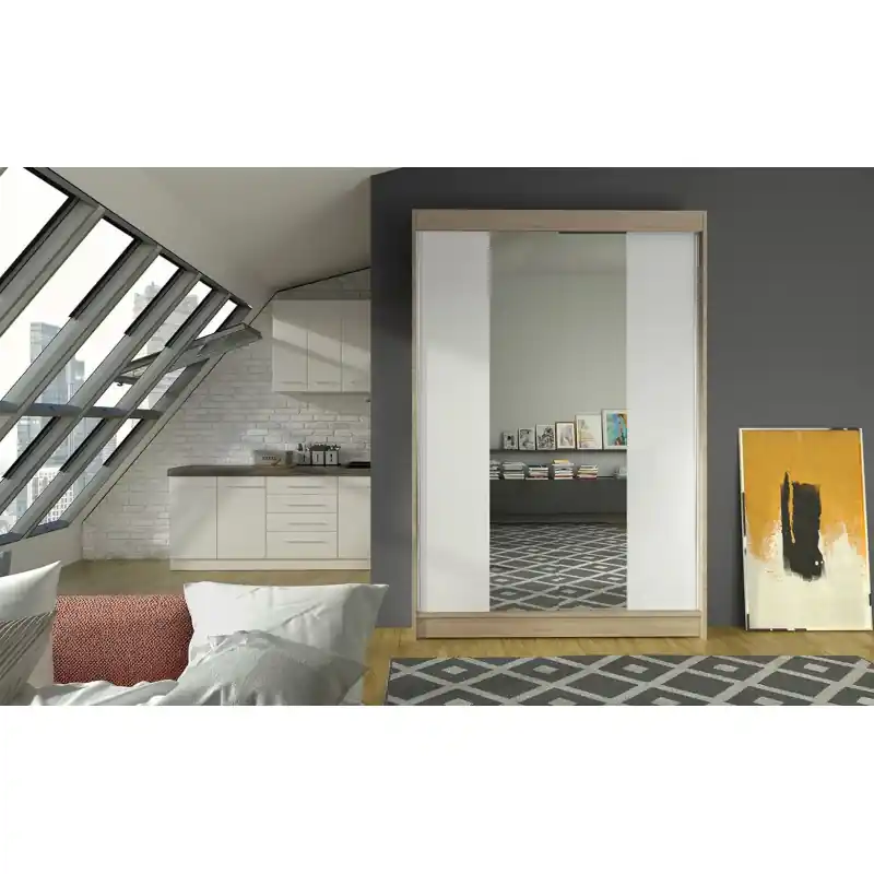 Expresní Doručení Moderní šatní skříň LINH 2 - šířka 120 cm, sonoma / bílá