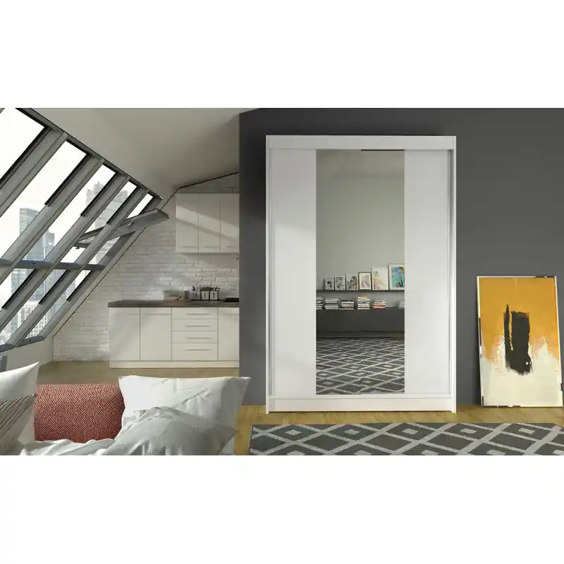 Finální Výprodej Moderní šatní skříň LINH 2 - šířka 120 cm, bílá