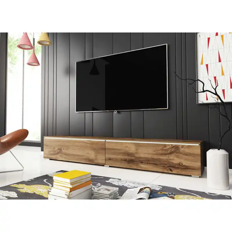 Zlevněný Televizní skříňka s LED osvětlením 180 cm WILLA D - dub wotan