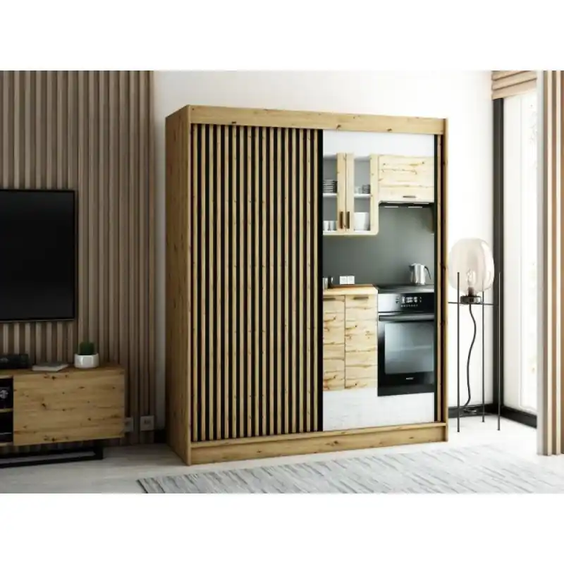 Praktická šatní skříň LENOX 2 180 - dub artisan / černá Kup Teď