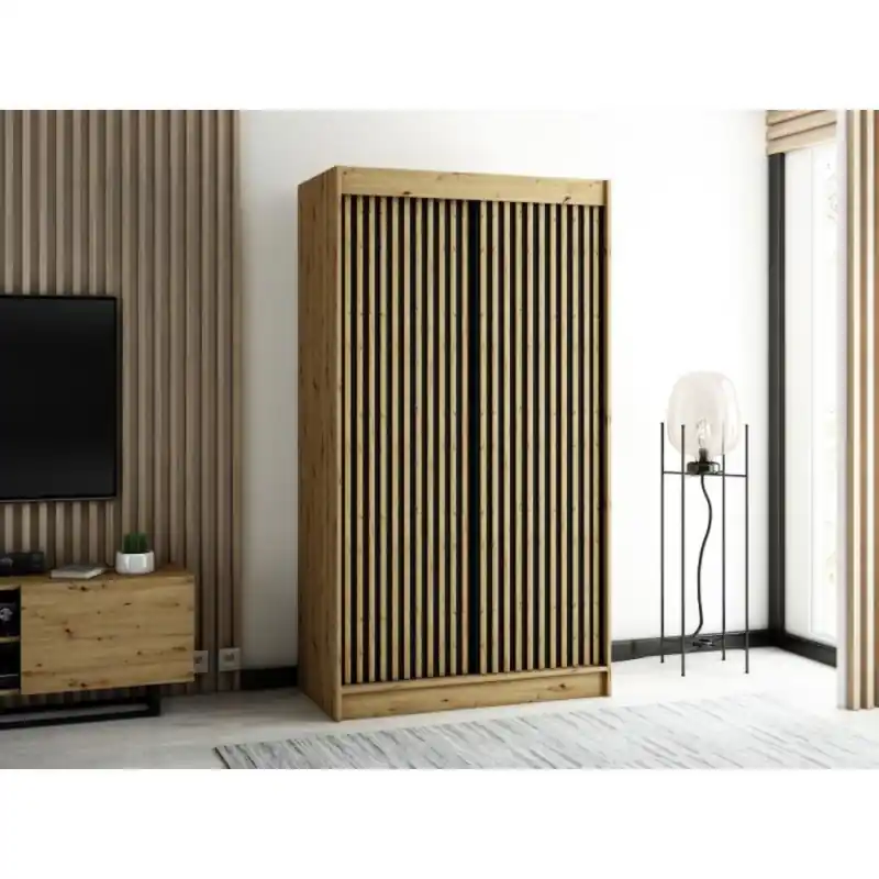 Praktická šatní skříň LENOX 1 120 - dub artisan / černá Pouze Dnes