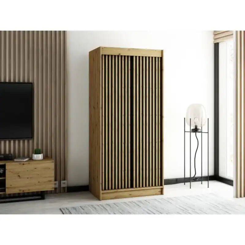Víkendová Akce Praktická šatní skříň LENOX 1 100 - dub artisan / černá