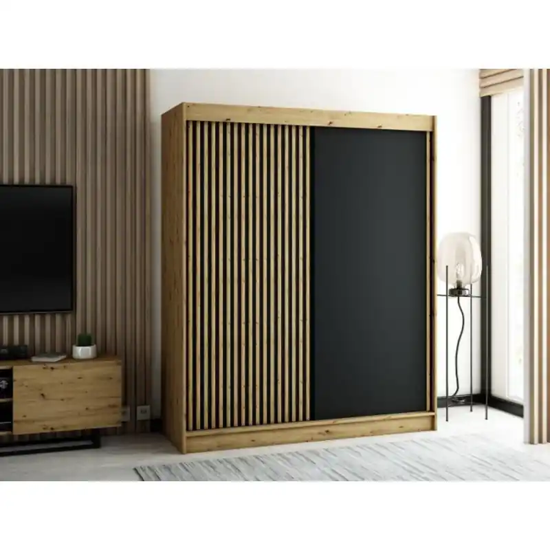 Akční Nabídka Praktická šatní skříň LENOX 200 - dub artisan / černá