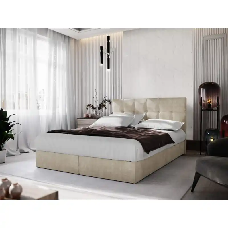 Akční Cena Čalouněná boxspringová postel 140x200 PURAM - béžová
