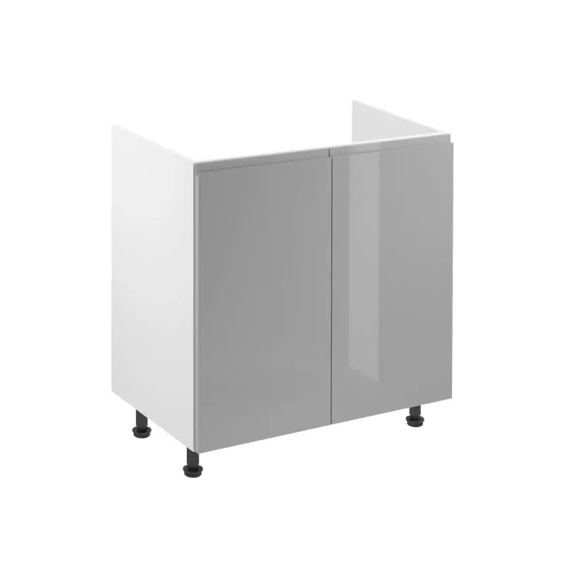 Tovární Cena Dvoudveřová dřezová skříňka ARBOR - šířka 80 cm, lesklá šedá / bílá
