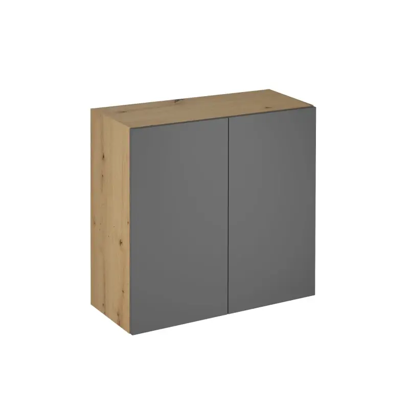 Zlevněný Horní kuchyňská skříňka VALEN - šířka 80 cm, dub artisan / šedá