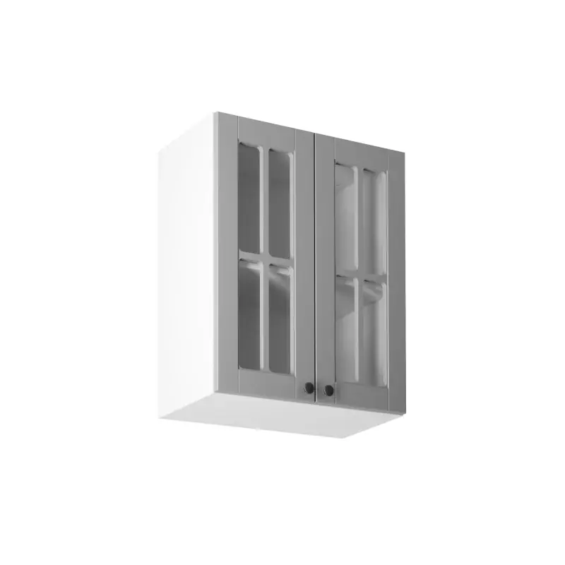 Top Prodej Horní prosklená skříňka LUMEA - šířka 60 cm, šedá / bílá