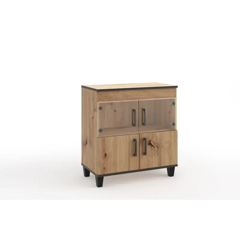 Bezpečná Platba Malá prosklená komoda NAIRI - dub artisan
