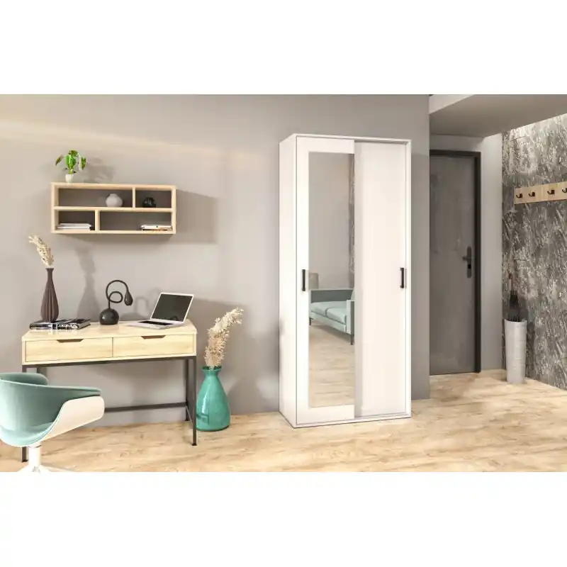 Dvoudveřová šatní skříň 90 cm AUREVIA - bílá Rychlé Dodání