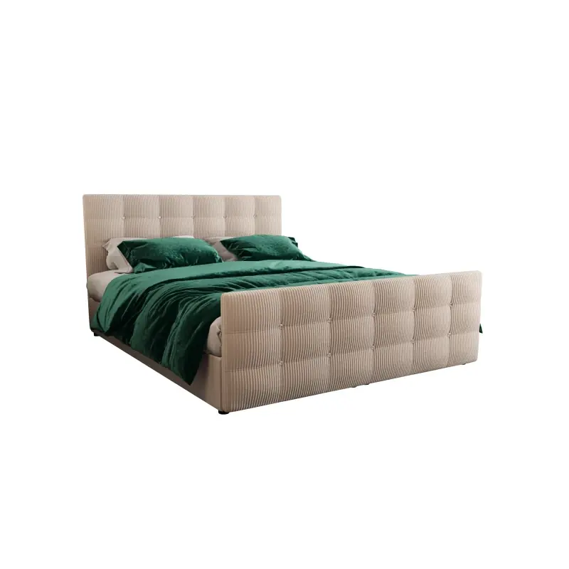 Značkový Čalouněná boxspringová postel 180x200 s úložným prostorem KAUR - béžová