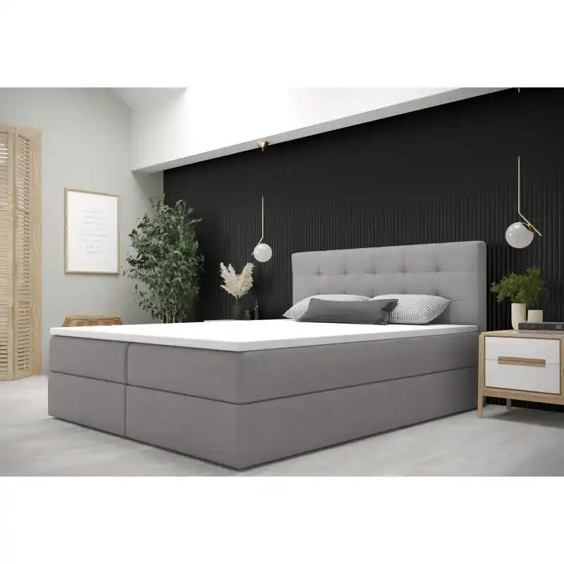 Akční Cena Manželská postel 180x200 s úložným prostorem RIJAN - světle šedá
