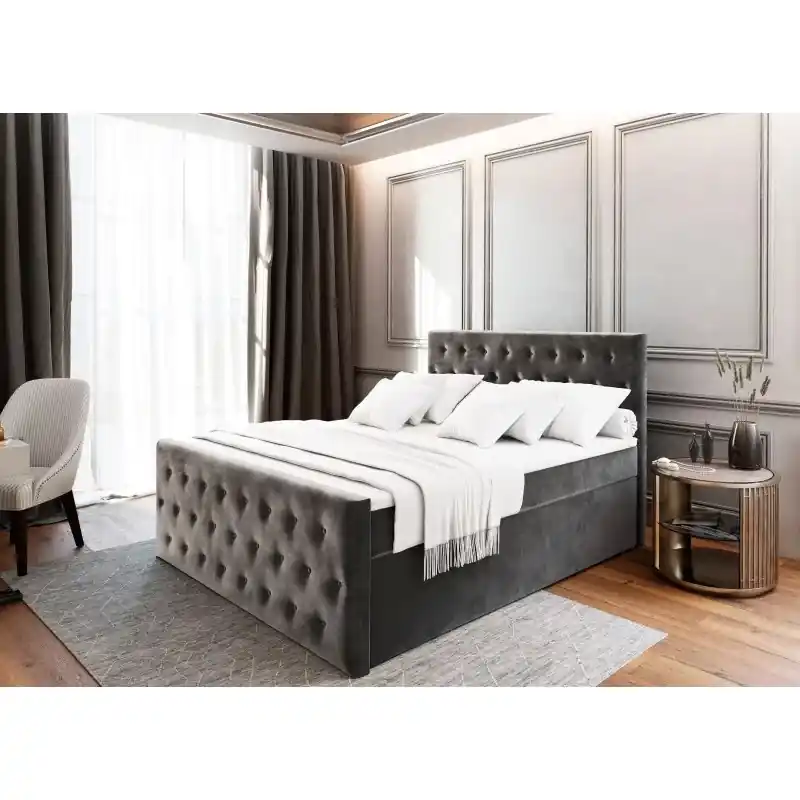 Akce Boxspringová postel 140x200 ELODIE 2 -tmavě šedá
