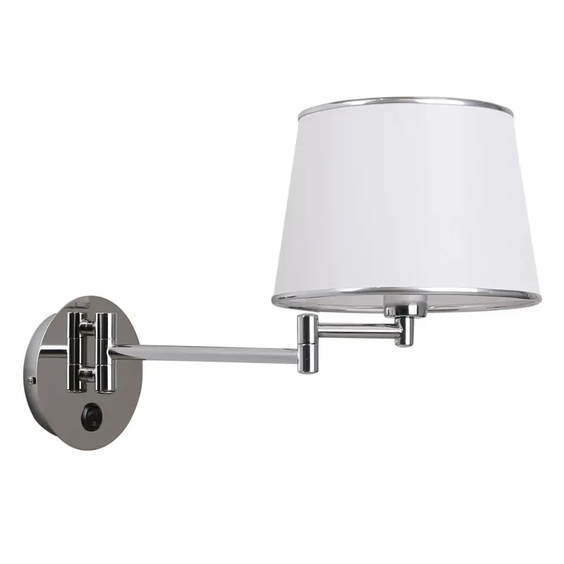 Čtecí lampa s ramenem LAWA - 1xE14, 40W, chromovaná / bílá Značkový