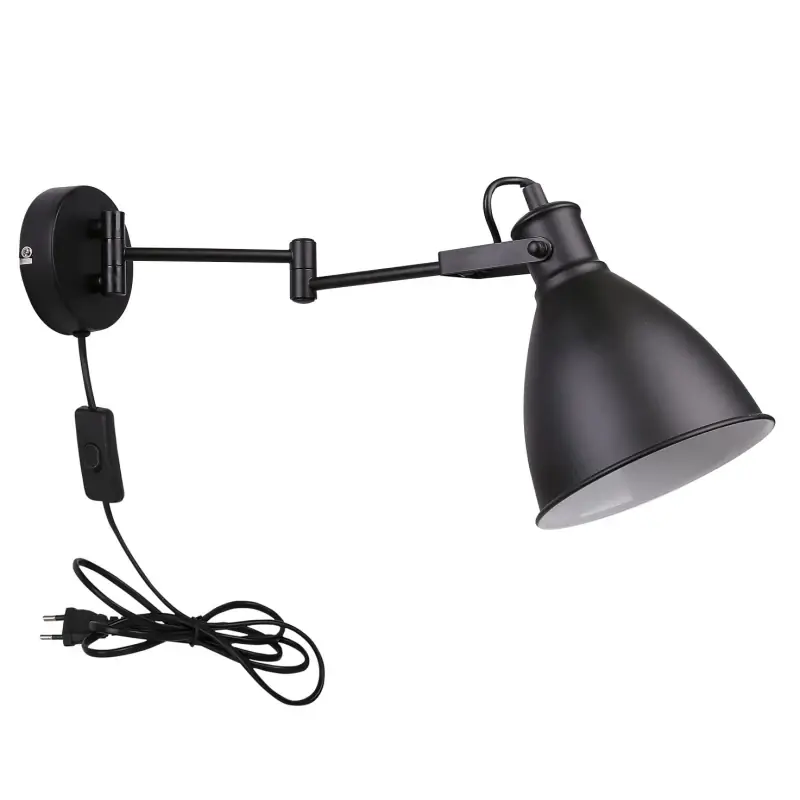 Autentický Nástěnné lampa s ramenem ESPERA - 1xE27, 40W, černá