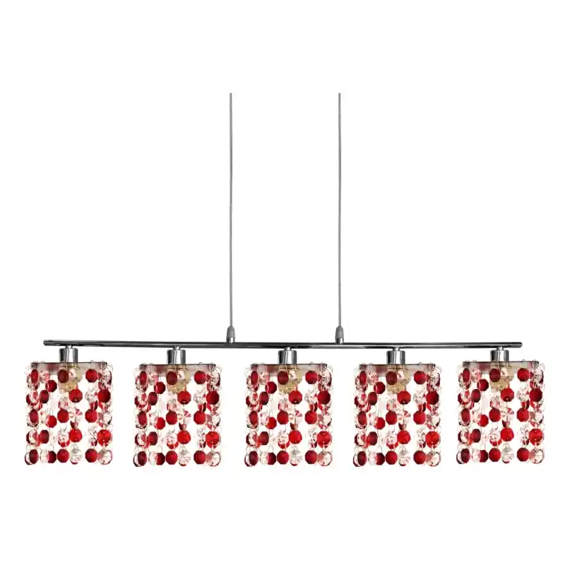 Závěsné svítidlo nad jídelní stůl CLASSIC - 5xG9, 40W, chromované / červené Nová Kolekce