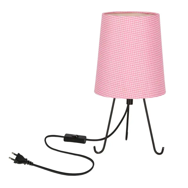 Aktuální Vzorovaná stolní lampa trojnožka SMALLY - 1xE14, 40W, černá / růžová