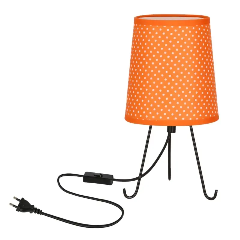 Akce Stolní lampa trojnožka SMALLY - 1xE14, 40W, puntíky / černá / oranžová